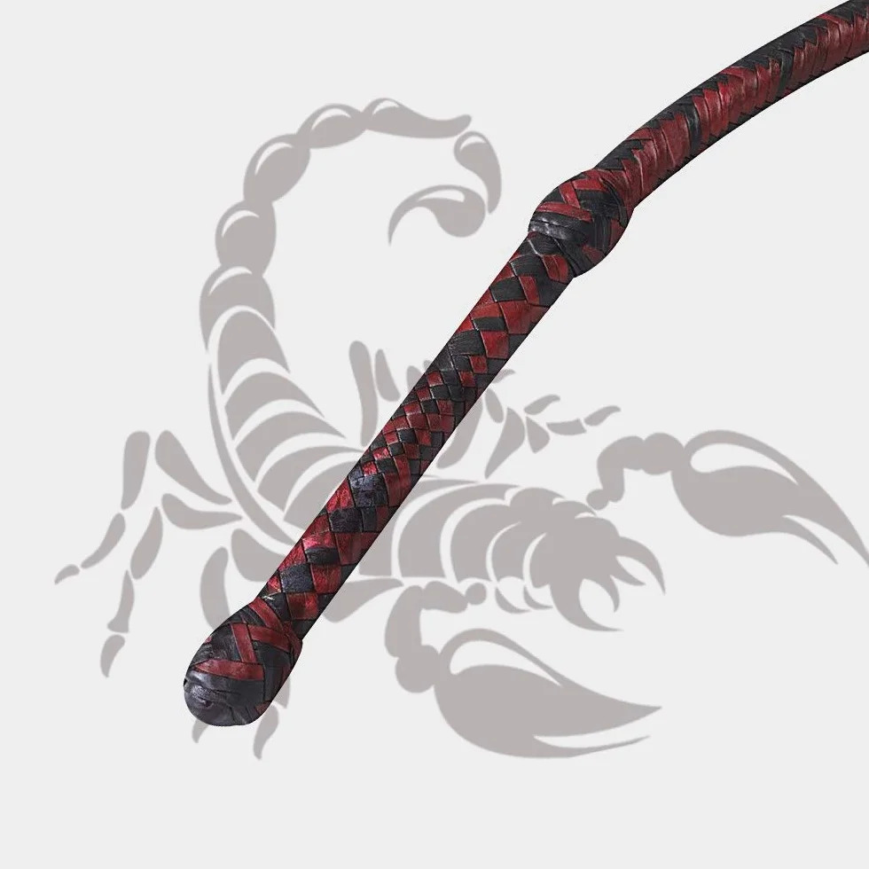 Scorpions Bull Whip Genuine Cow Hide Leather 3-8 Feet 12 Strands Rope Core Equestrian Braided Bullwhip for Cracking Farming