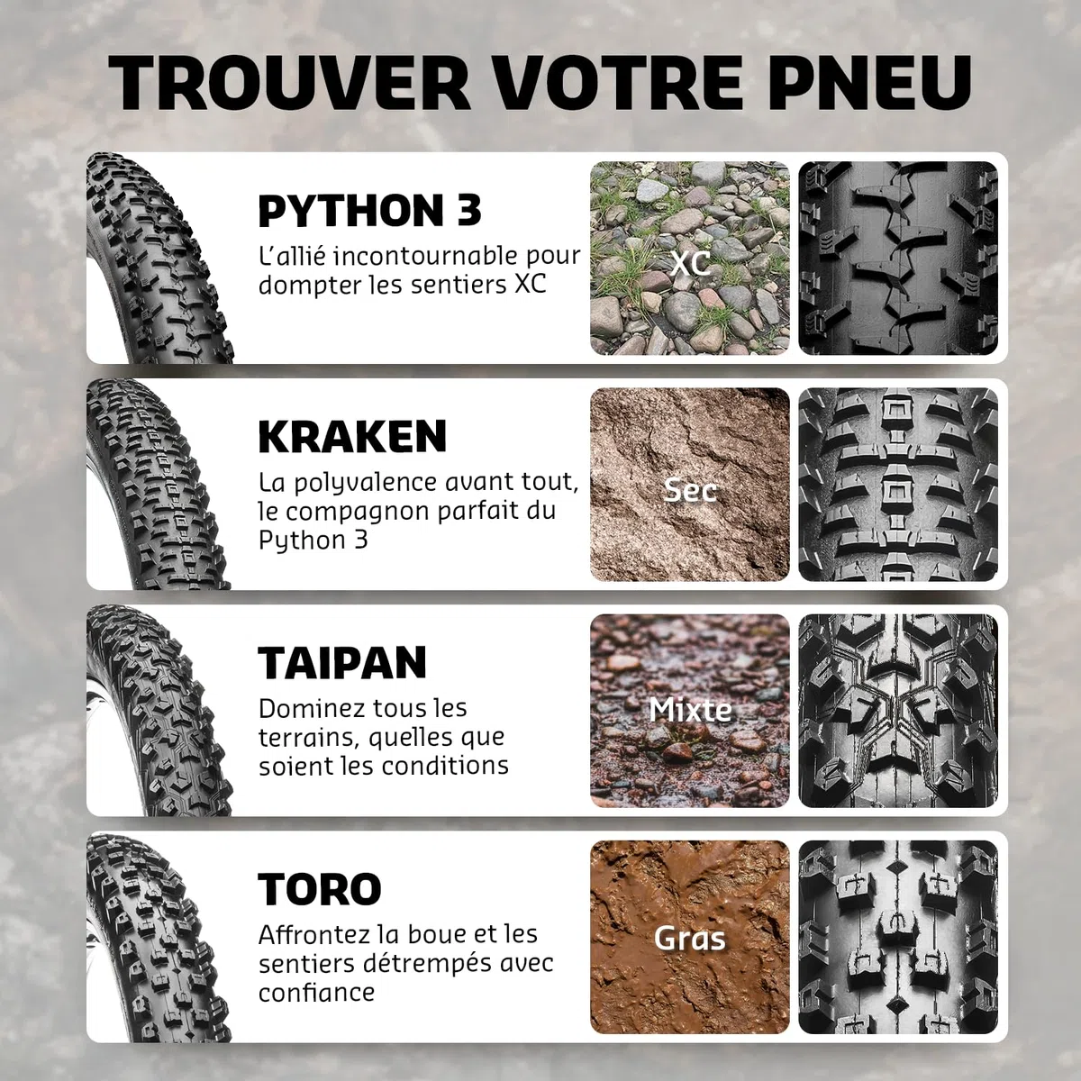 Hutchinson - Toro XC - Pneu VTT - Cycling - Idéal Terrains Humides Et Boueux - Tringles Souples - Noir - Tubeless Ready