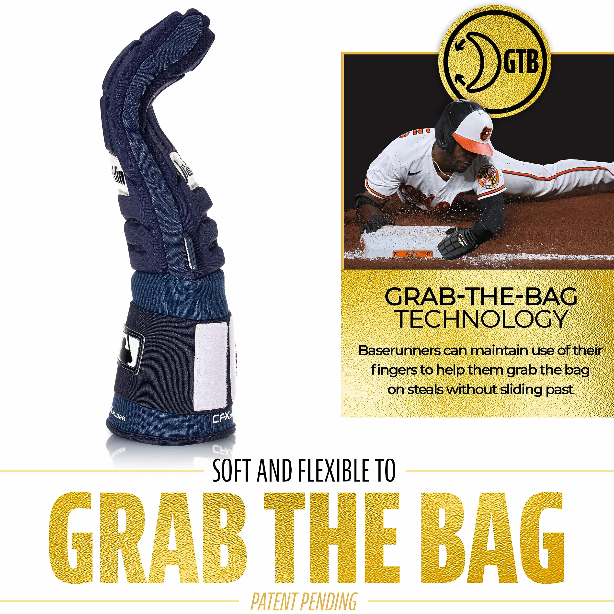 Franklin Sports Cfx Prt Adult Protective Baserunning Sliding Glove Gants de Protection Unisexe