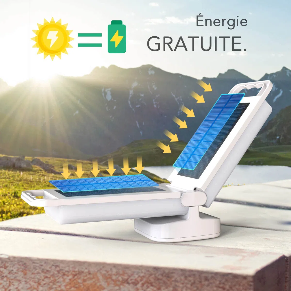 Lepwings Lampe Solaire Rechargeable USB, Lanterne LED Portable avec Batterie Externe 6000 mAh, Étanche IPX4 pour Intérieur et Extérieur (Camping, Randonnée, Pêche)