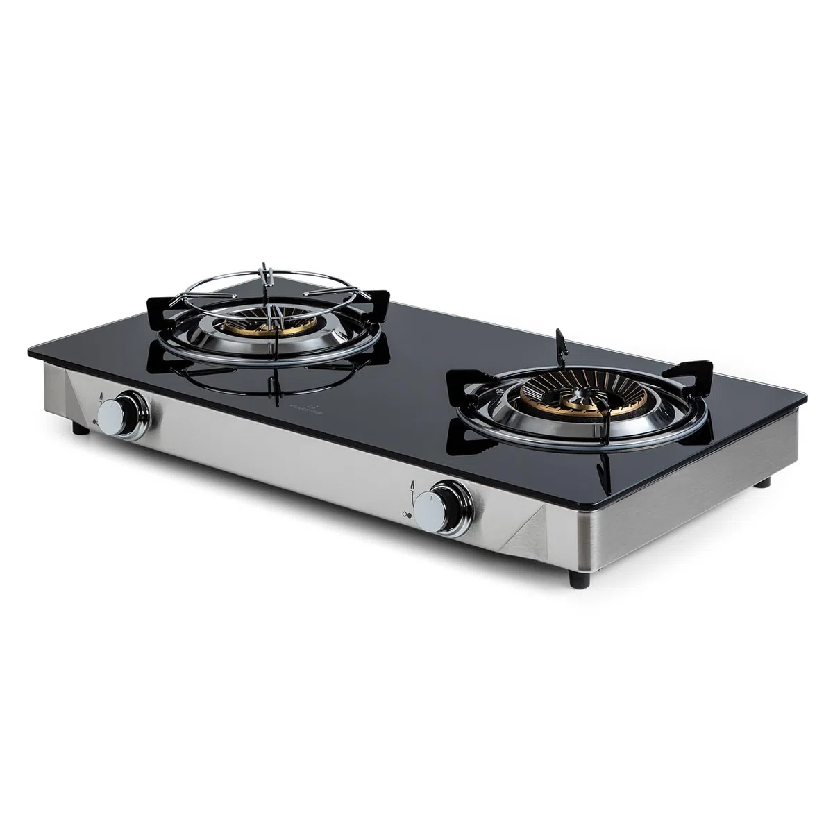 Klarstein Plaque de Cuisson Gaz 2 Feux, Table de Cuisson à 2 Brûleurs, Plaque Gaz de 7.7 kW, Piano Cuisine en Acier Inoxydable, Plaque de Cuisson Inox Portable