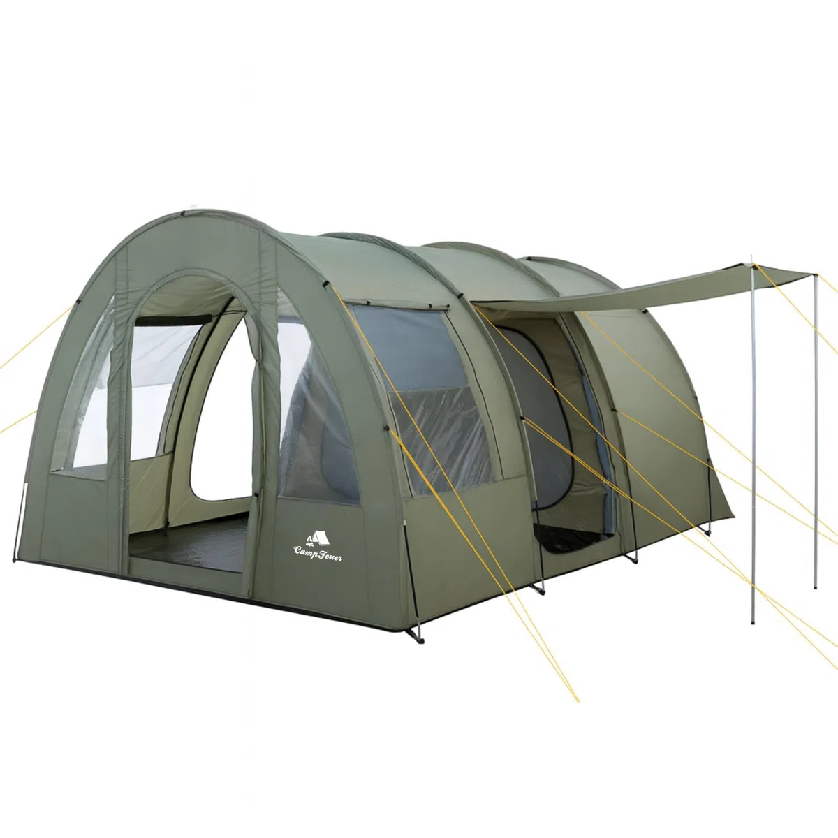 CampFeuer Tente Tunnel pour 4 Personnes « TunnelX » | Tente Tunnel avec auvent | Coupe-Vent, imperméable, Ultra légère | Tente de Camping avec moustiquaire | Tentes pour Camping, extérieur, Plage et
