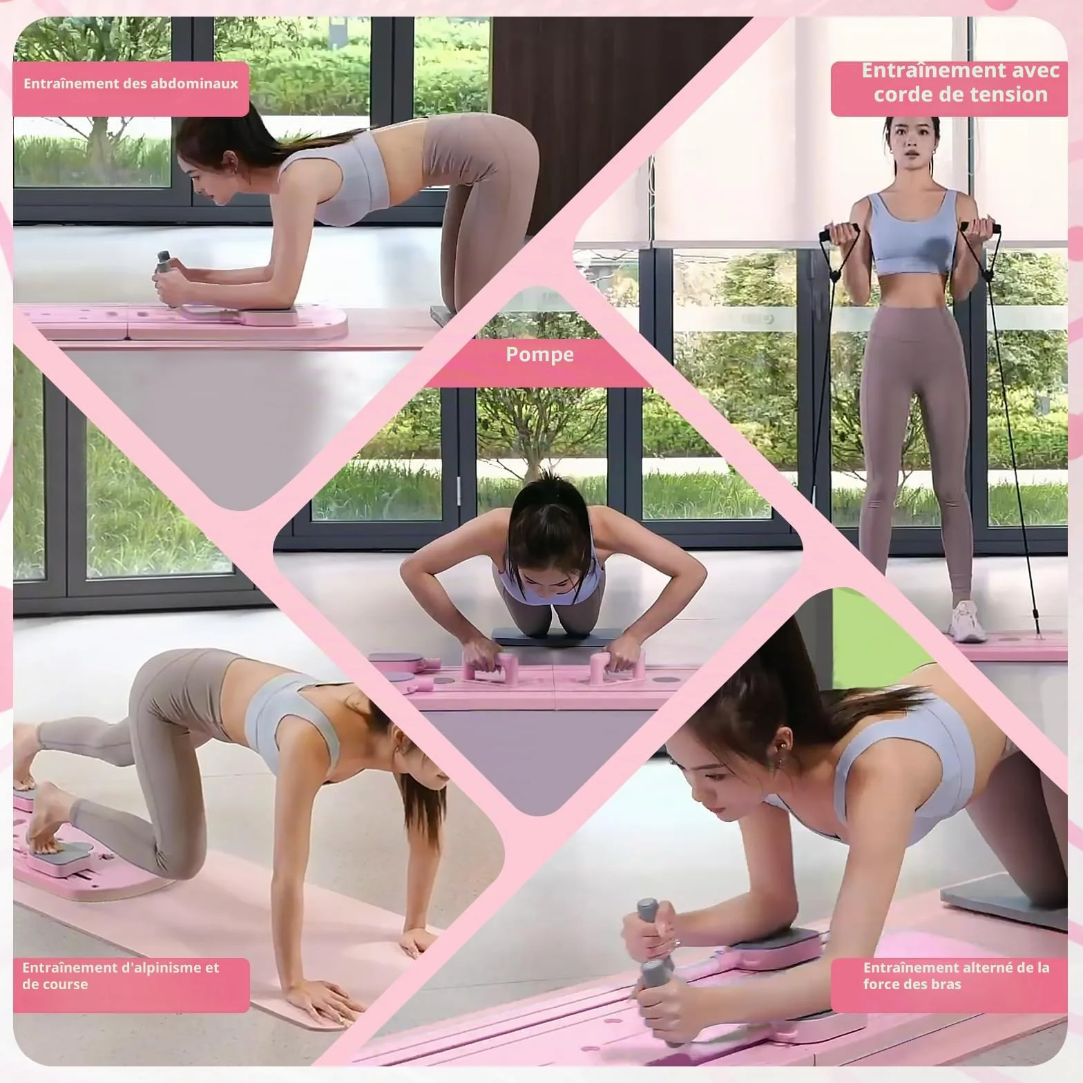 Pilates Reformer Machine Set & Pilates Board Equipment, 4-in-1 Portable Pilates Kit for Home with AB Roller Resistance Bands, Better Me Full Body Workout System for Women