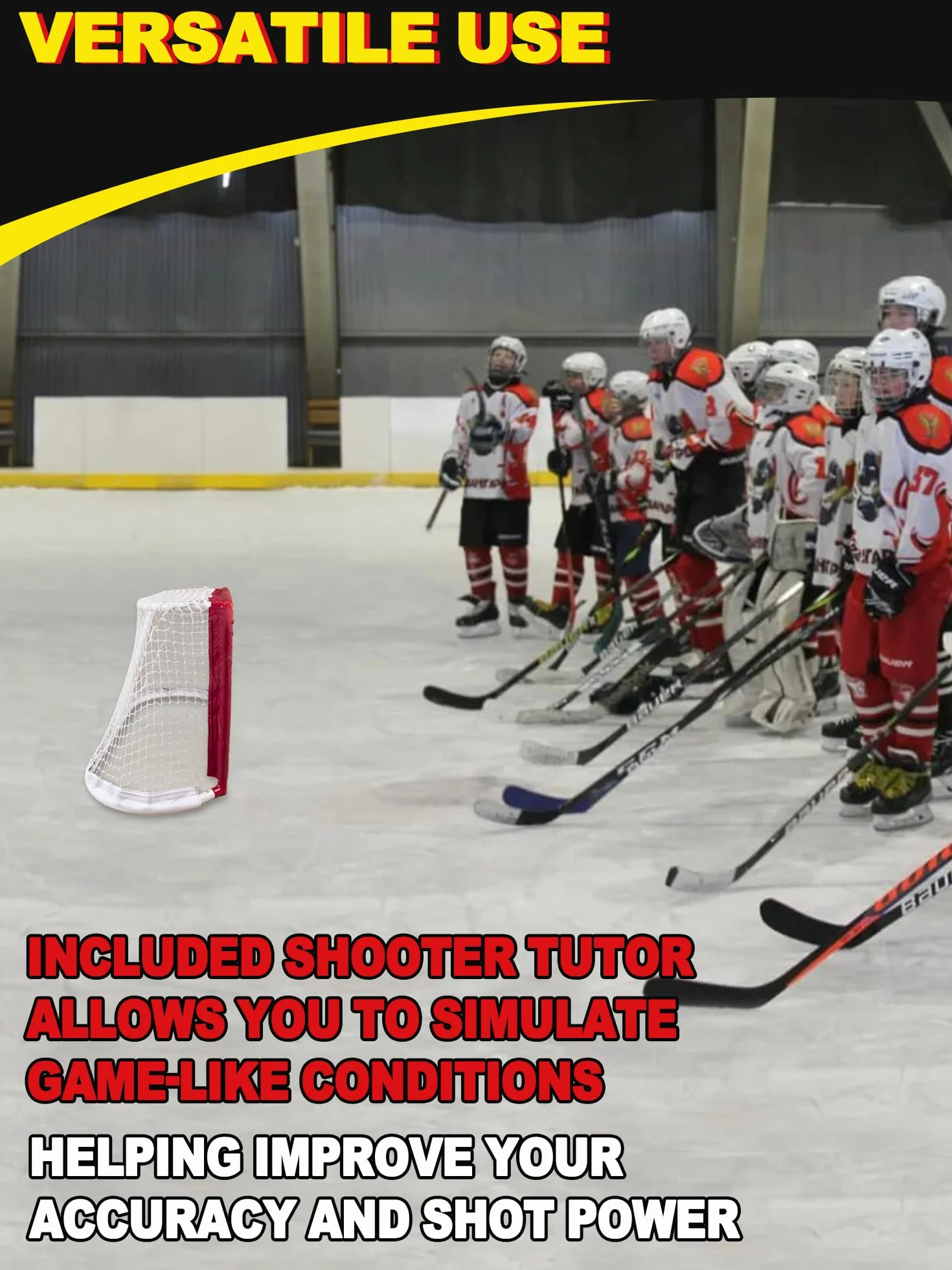 Kasifei Mini filet de hockey en acier avec tuteur de tir, 76,2 x 50,8 cm très résistant pour enfants