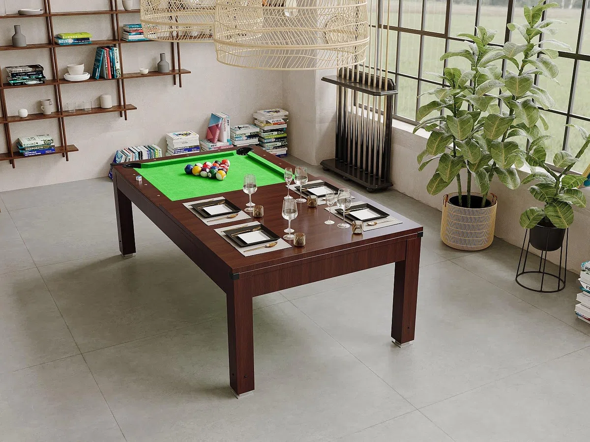 Vente-unique - Table Transformable - Billard IMPERIALE - Hauteur Ajustable - 207 x 114 x 79 cm