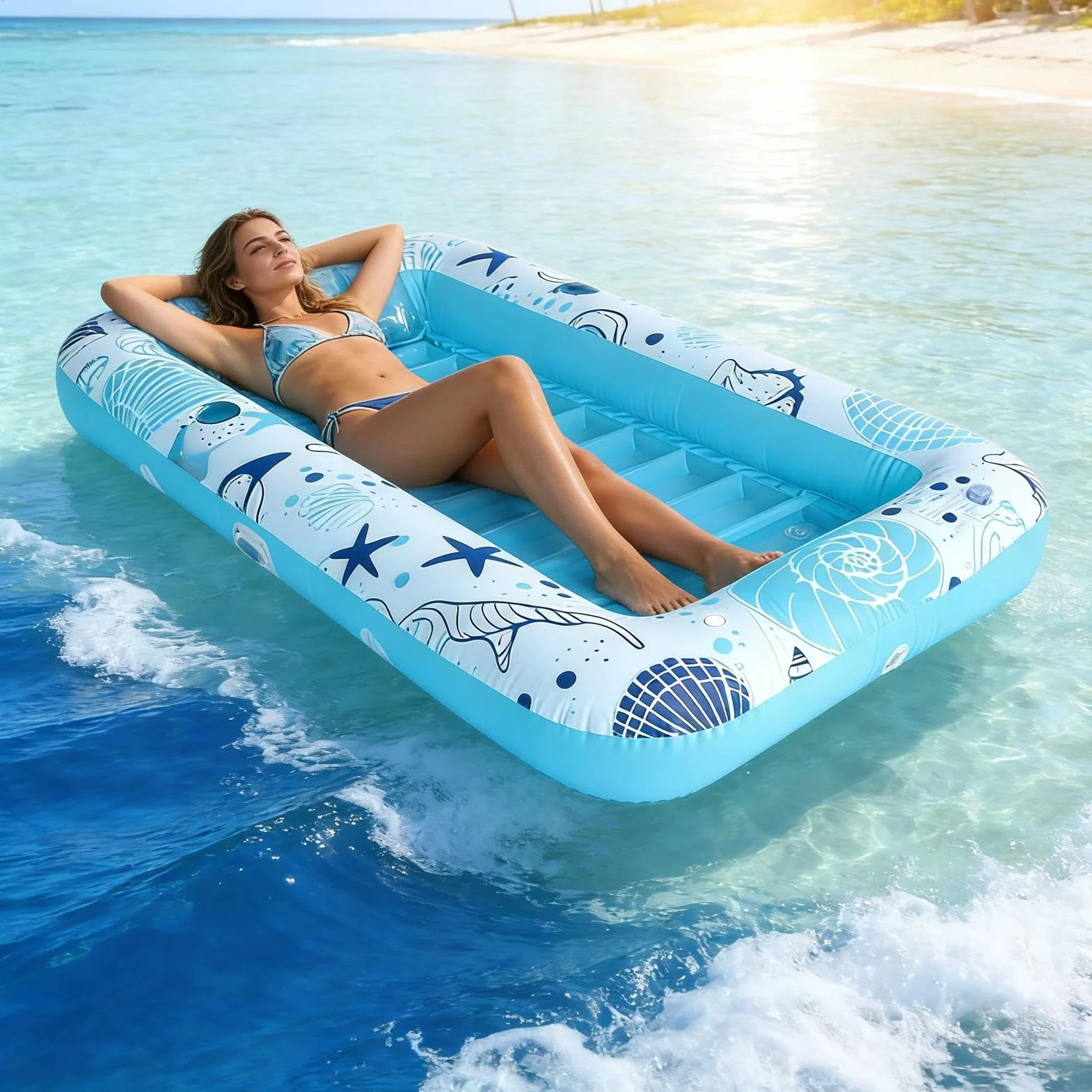 Flottant Gonflable pour Piscine,Bouée de Loisir Aquatique avec Porte-gobelet - Bateau Bassin Solaire Gonflable - pour Adultes, Couples, Familles, Plage, Lac, Résort de Vacances