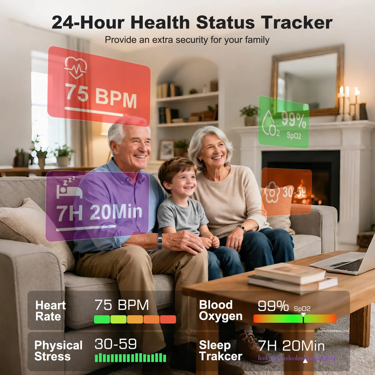 Bracelet Connecté Femme Homme, Fitness Tracker d'activité avec Modes d'exercice,Long Jours Batterie, Étanchéité IP68, Suivi Sommeil & Cardio, SpO2, Rappel D'appel/SM, Compatible Android et iOS