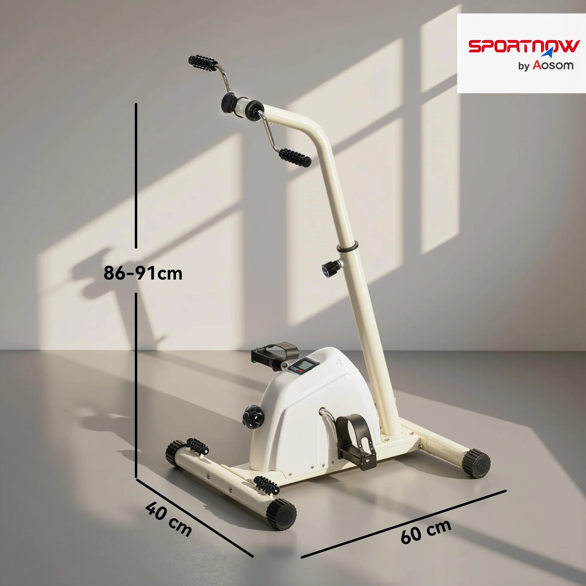 SPORTNOW Vélo d'entraînement pour la rééducation des bras et jambes, hauteur réglable, résistance ajustable, écran LCD, rouleaux de massage