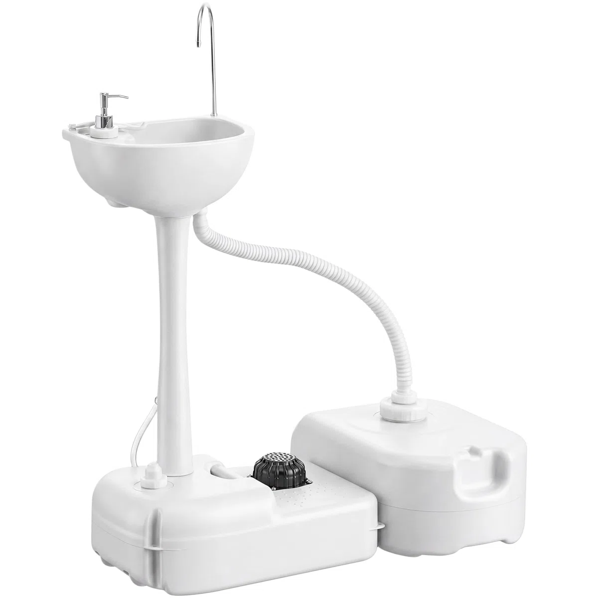 Outsunny Évier à Main Portable Station de Lavage Camping Jardin Extérieur Voyager avec Réservoir d'Eau 17L Pompe à Pied 83 x 50 x 103 cm Gris