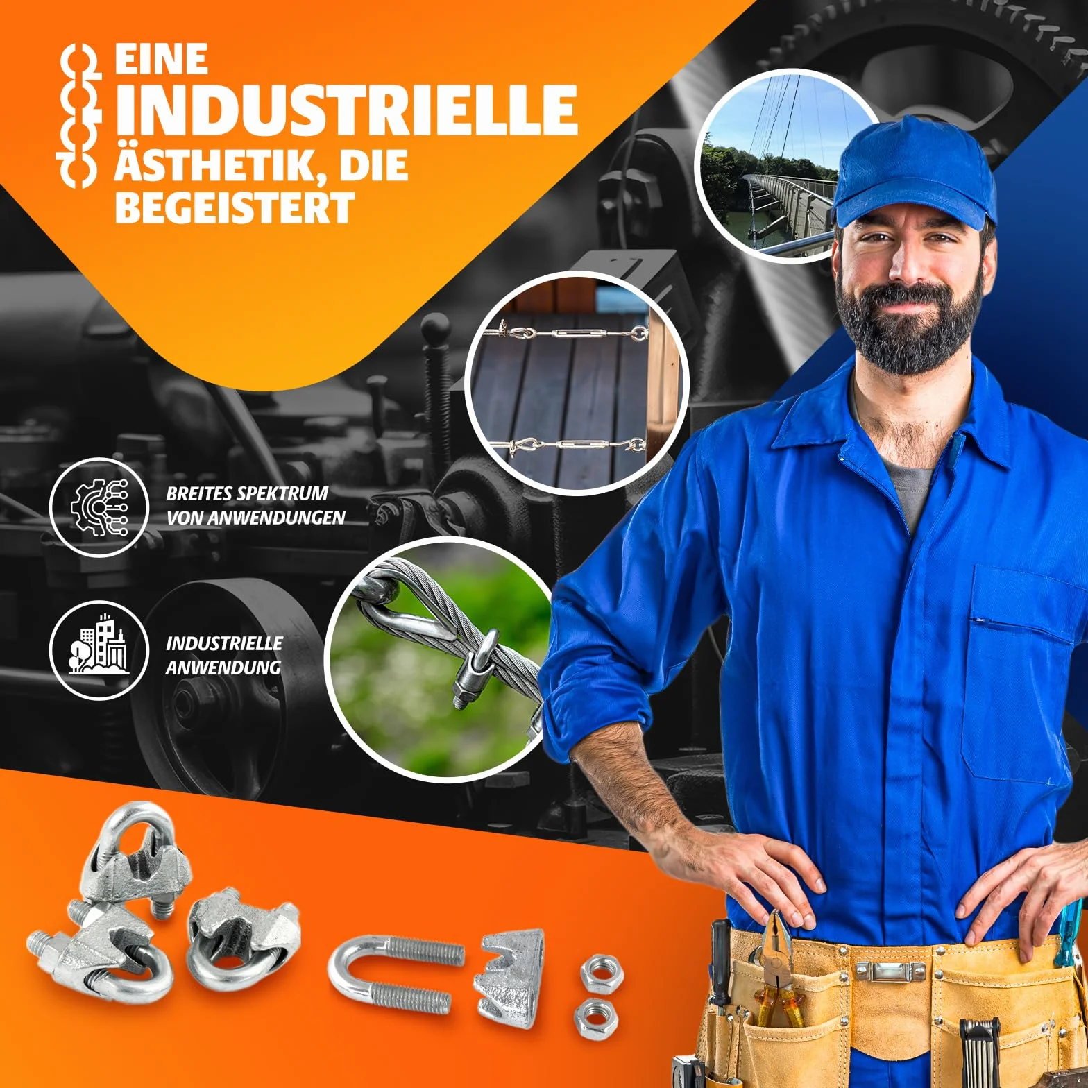 Lot de 30 m de câble en acier galvanisé 4 mm 6 x 7 + 4 clips + 2 dés à coudre – Plusieurs tailles disponibles