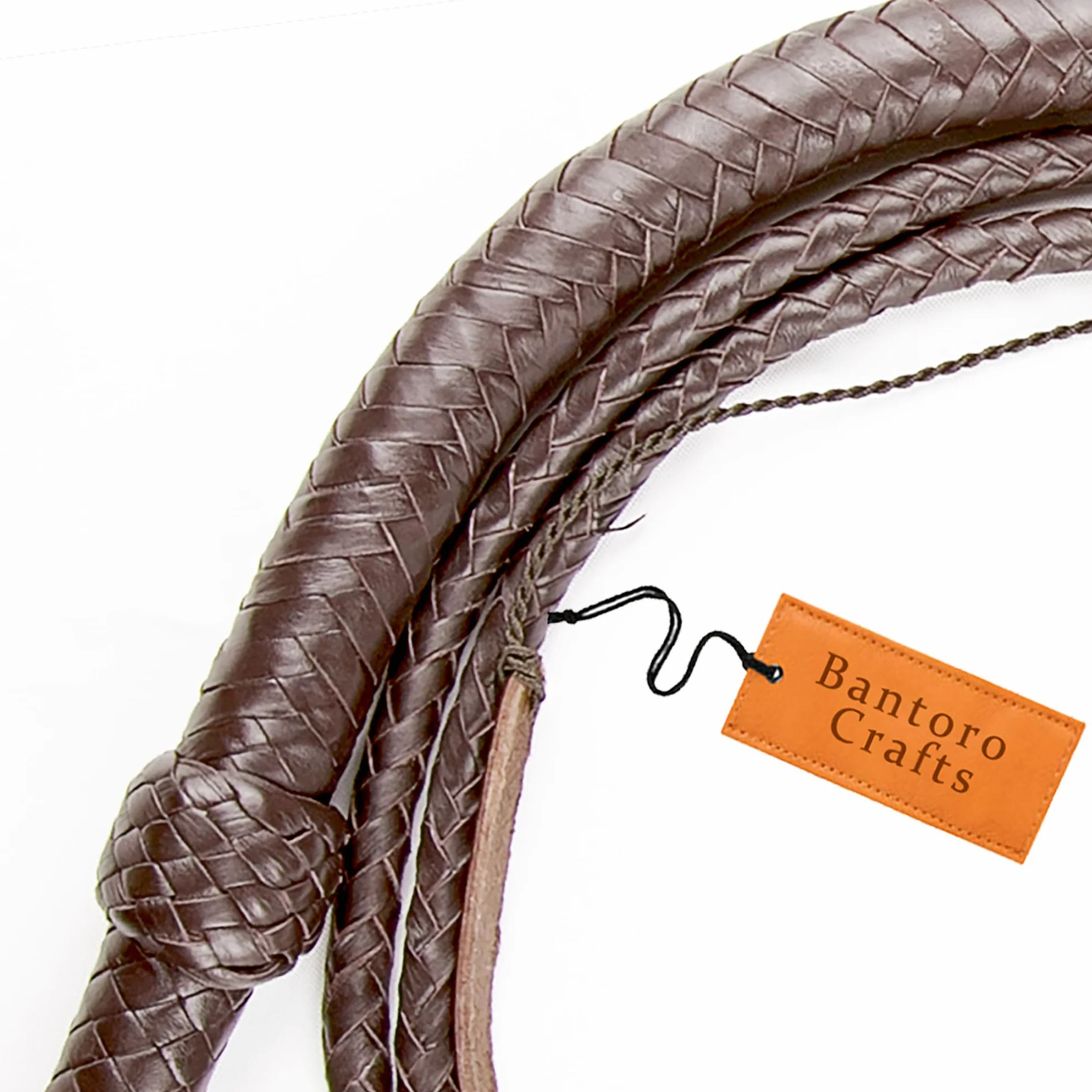 Fouet en Cuir Marron Indiana Jones de qualité supérieure, 2,4 m de Long en 12 Tresses pour l'équitation, Fouet Bruyant (2,4 m)
