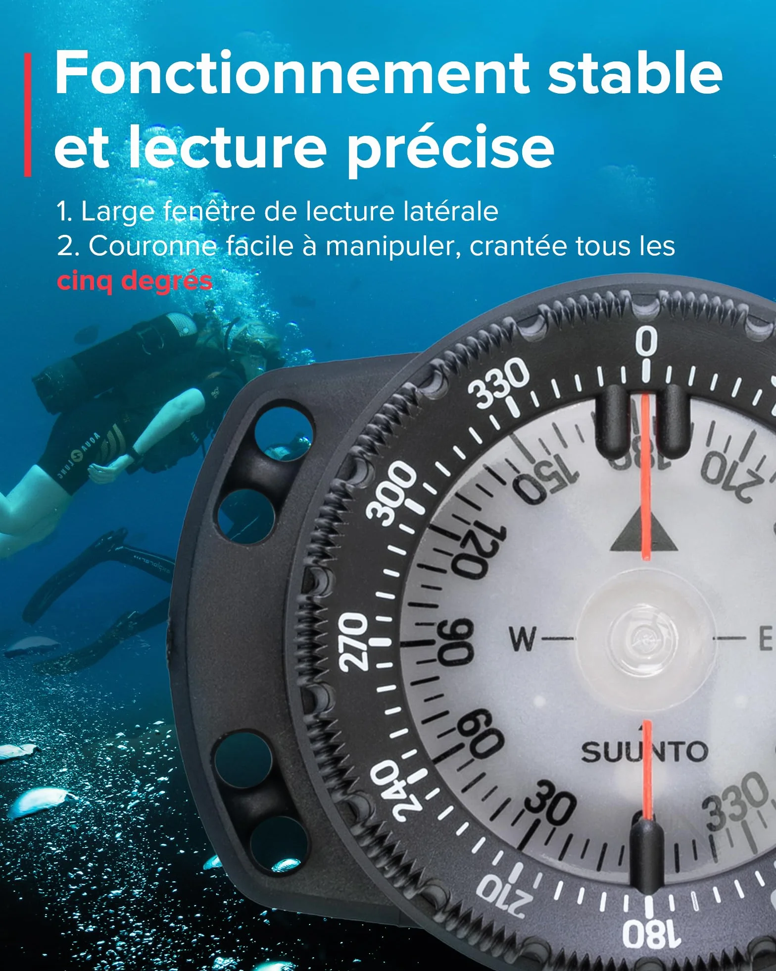 SUUNTO SK-8 Boussole de Plongée Professionnelle Étanche, Cadran Phosphorescent