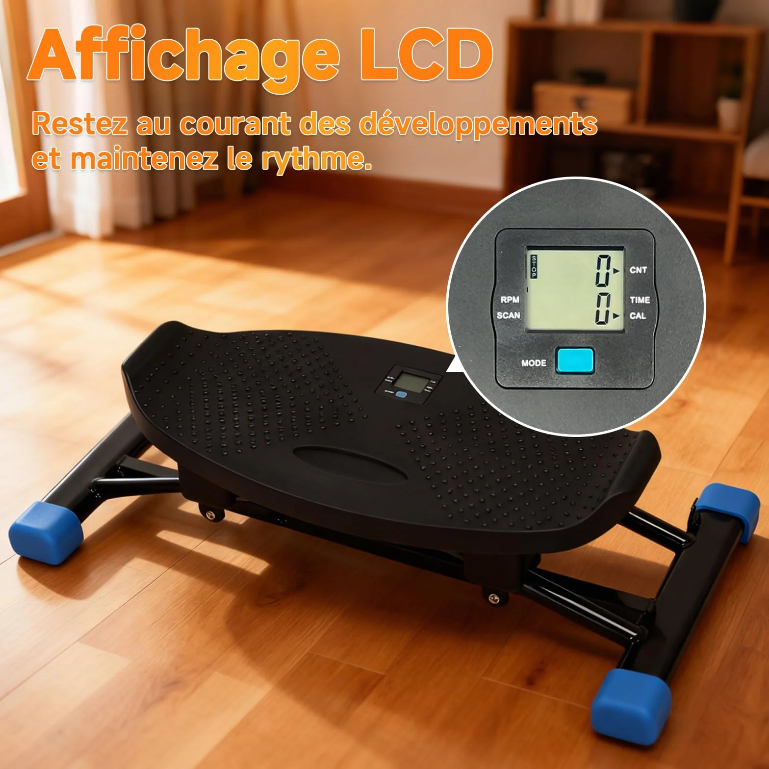 Entraîneur d'équilibre - Machine de ski simulée - Tapis de course aérobique à résistance - Stepper portable - Supporte 136 kg - Exercice silencieux complet du corps - Avec affichage LED.