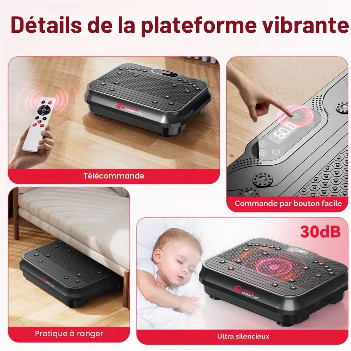 Plateforme vibrante oscillante pour entraînement complet – Modèle 2026 avec 2 bandes élastiques et sauteur, 250 vitesses, brûle les graisses et tonifie les muscles à la maison