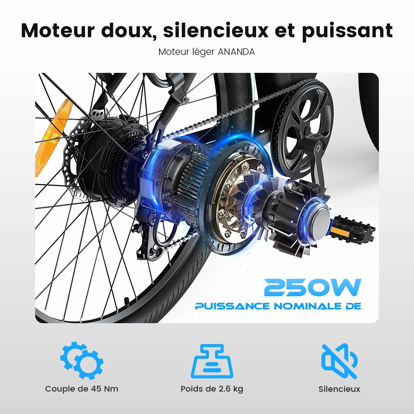 Vélo Électrique 27,5", Moteur 250W, Batterie 36 V 15,6 Ah Amovible, Autonomie Jusqu’à 100 km, 7 Vitesses, Écran LCD, Assistance 25 km/h, Charge Max 120 kg, Modèle Mixte E-Bike