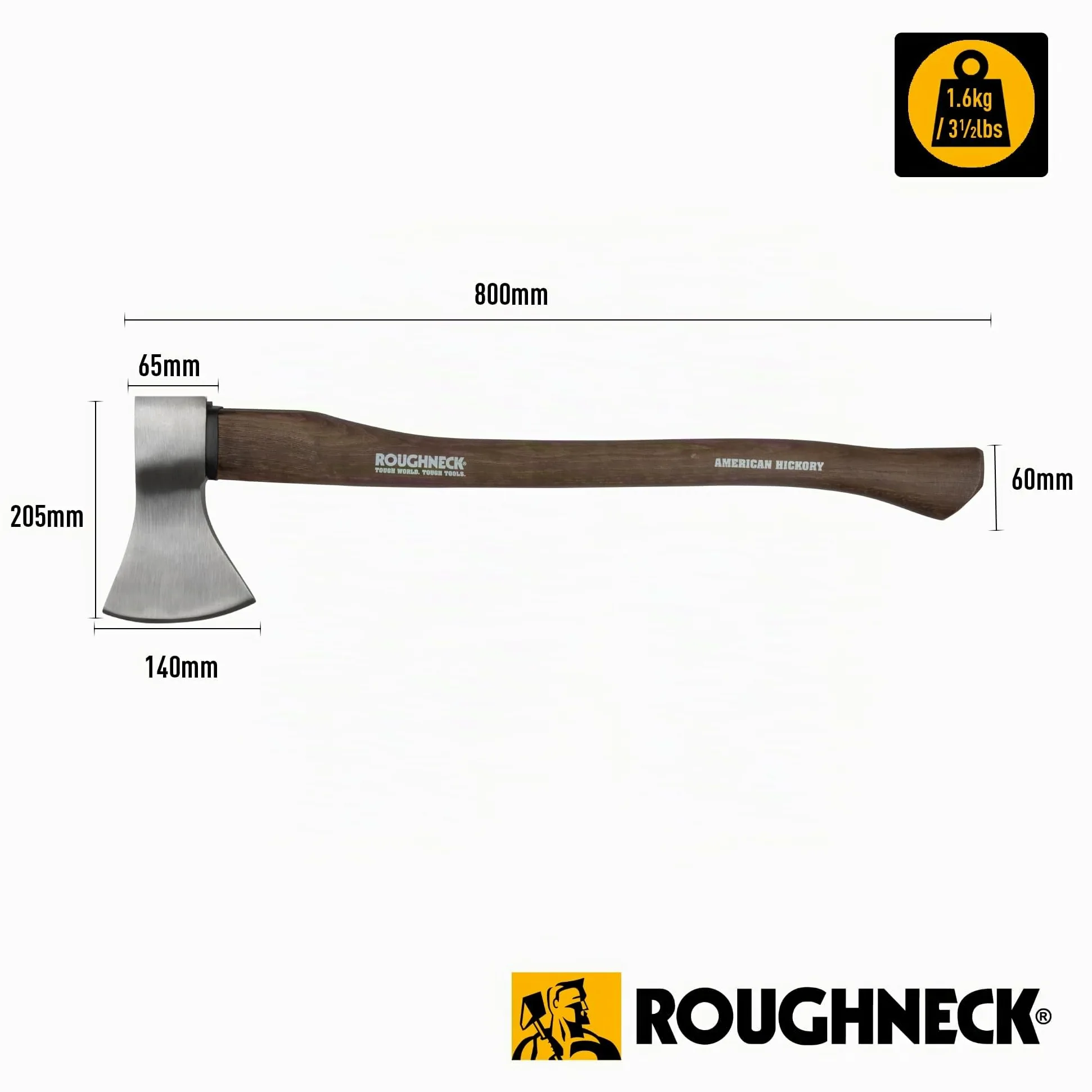 Roughneck ROU65675 Traditional Hickory Handle Axe 1.6kg (3½lbs) Marron