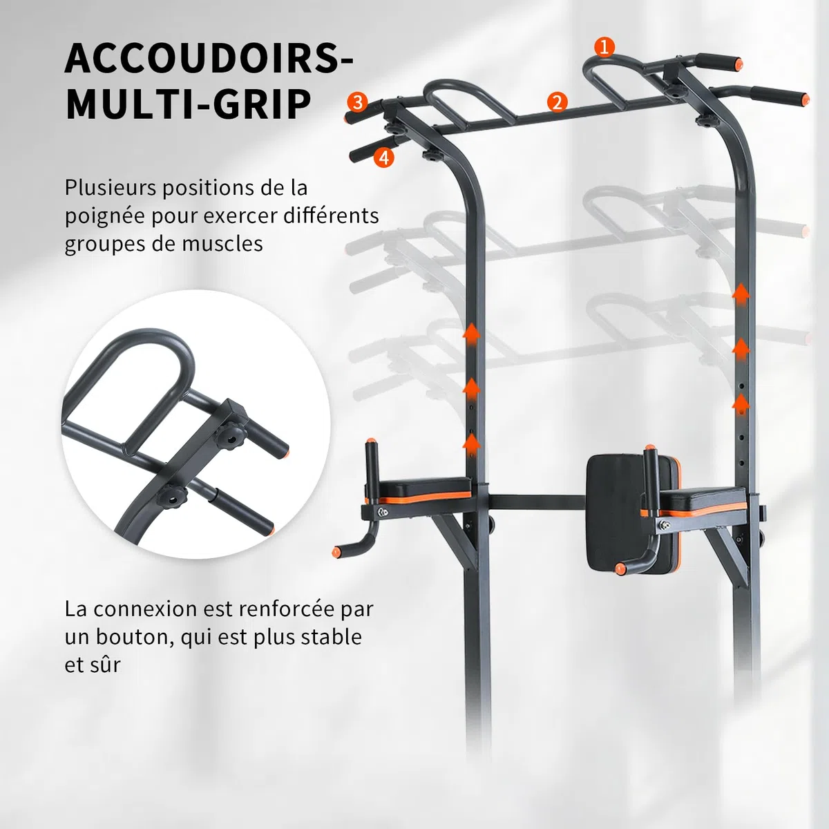 ISE Power Tower Barre de Traction Chaise Romaine Hauteur Réglables Multifonction Dips Abdominaux Station de Musculation Entraînement à Domicile, Accoudoirs, Fitness, Chaise Romaine Musculation