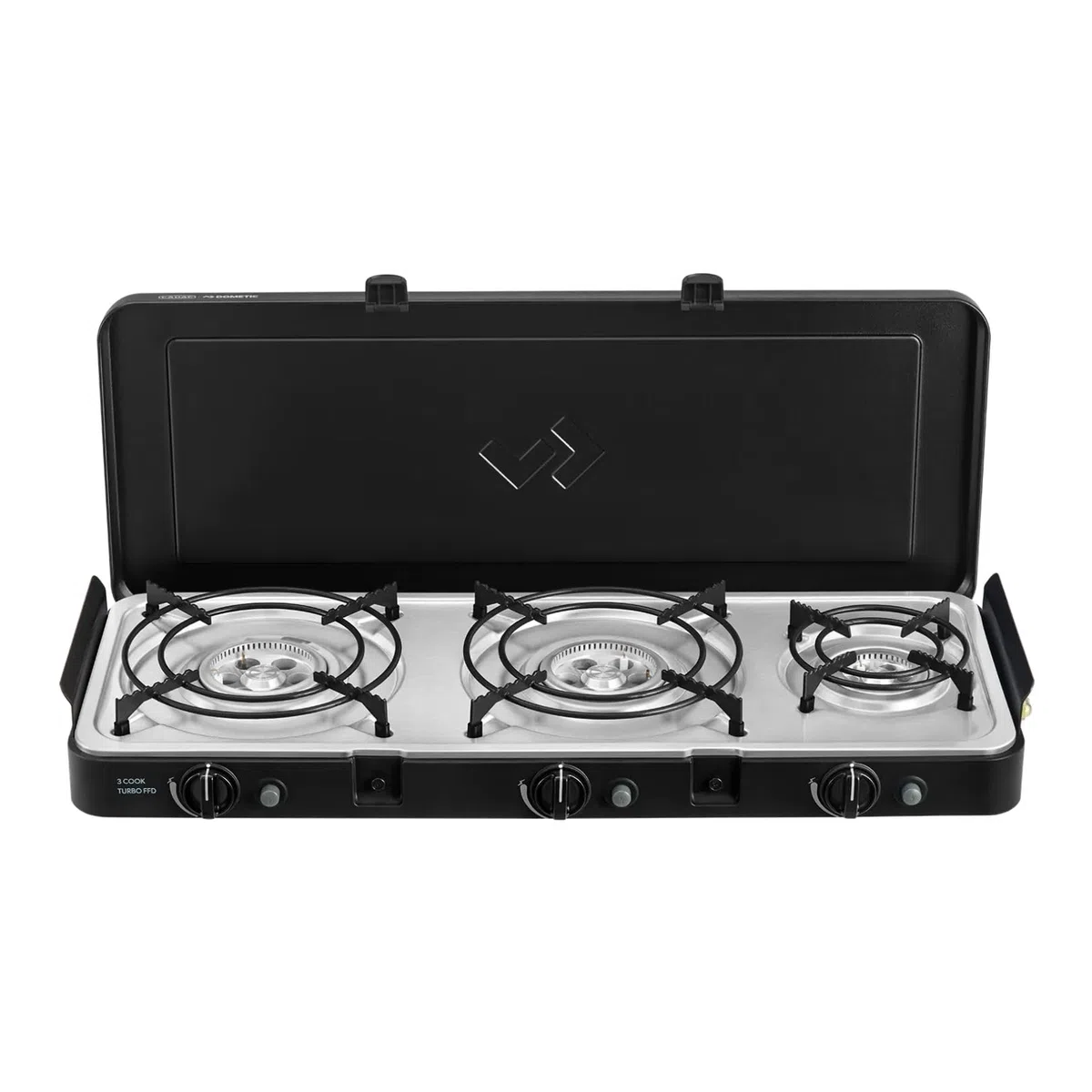 CADAC - 3 Cook Turbo FFD Deluxe - barbecue - Barbecues portables - Surface de cuisson en acier inoxydable - Incl. Housse de protection - Camping - Les incontournables du barbecue - Noir