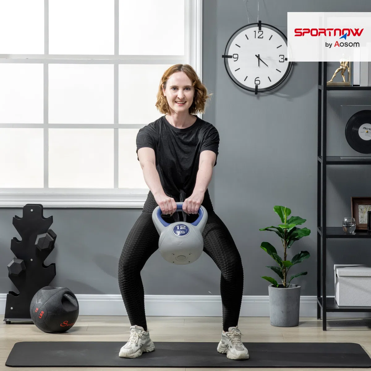 SPORTNOW Kettlebell 8/10/12/14/16 kg, Haltère avec Poignée Ergonomique, Haltère à Boule, Musculation, Entraînement, pour Fitness, Gym