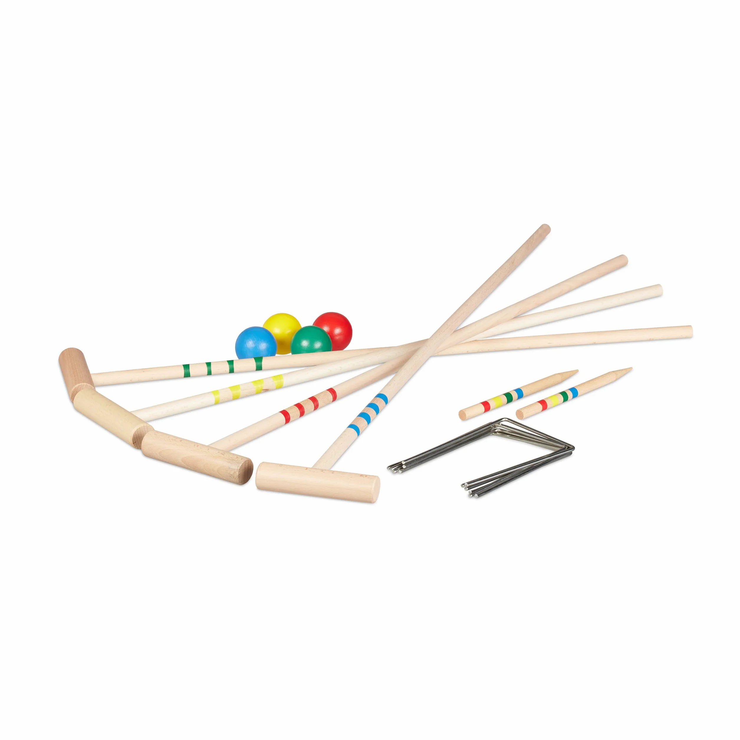 Relaxdays Jeu de Croquet en Bois 4 Joueurs Set Complet avec Sac