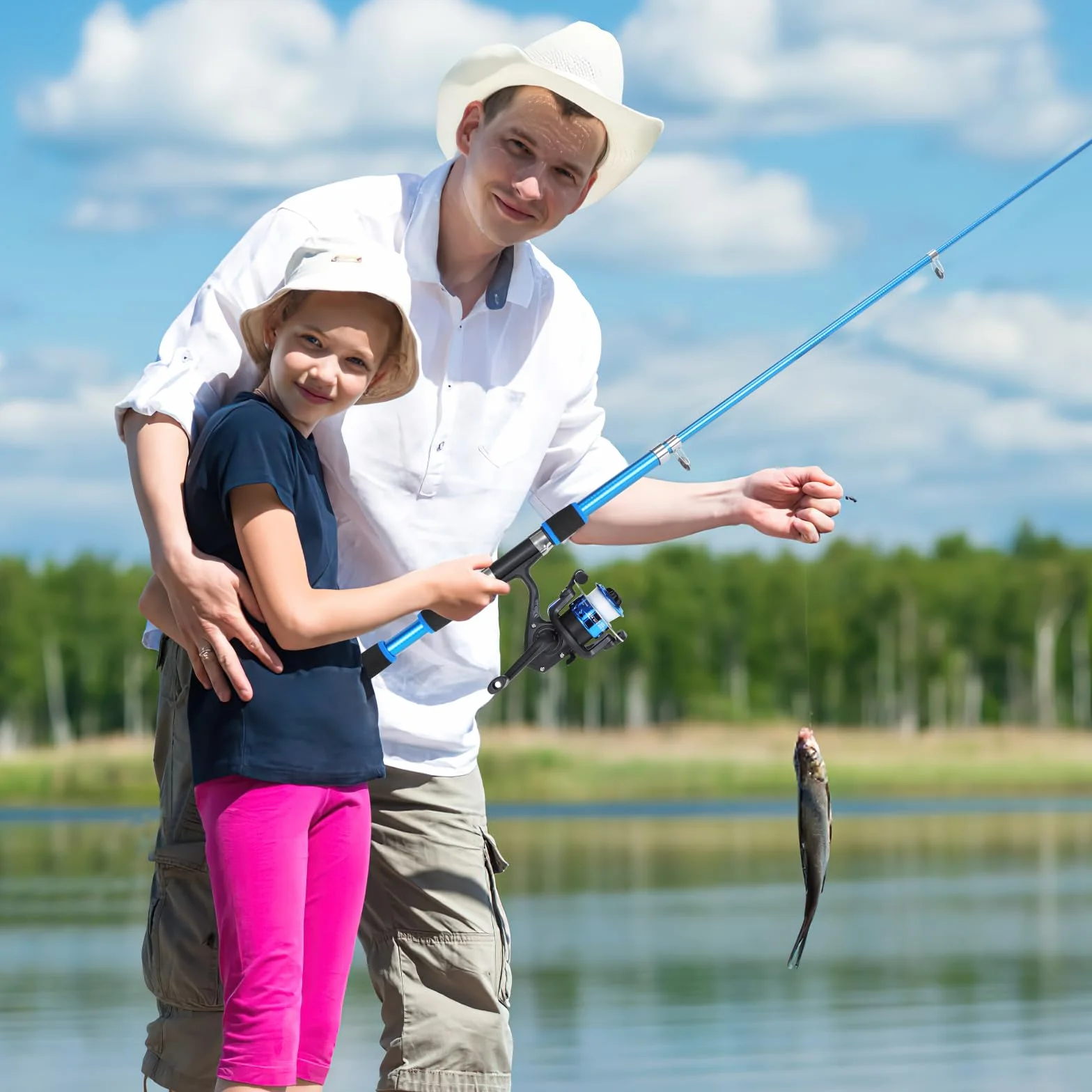 Kit de Canne à Pêche pour Enfants,180cm Combo Télescopique Canne et Moulinet pour Débutants avec Moulinet Spincast, Equipement de Pêche, Kit Peche pour Garçons, Filles, Tout-Petits