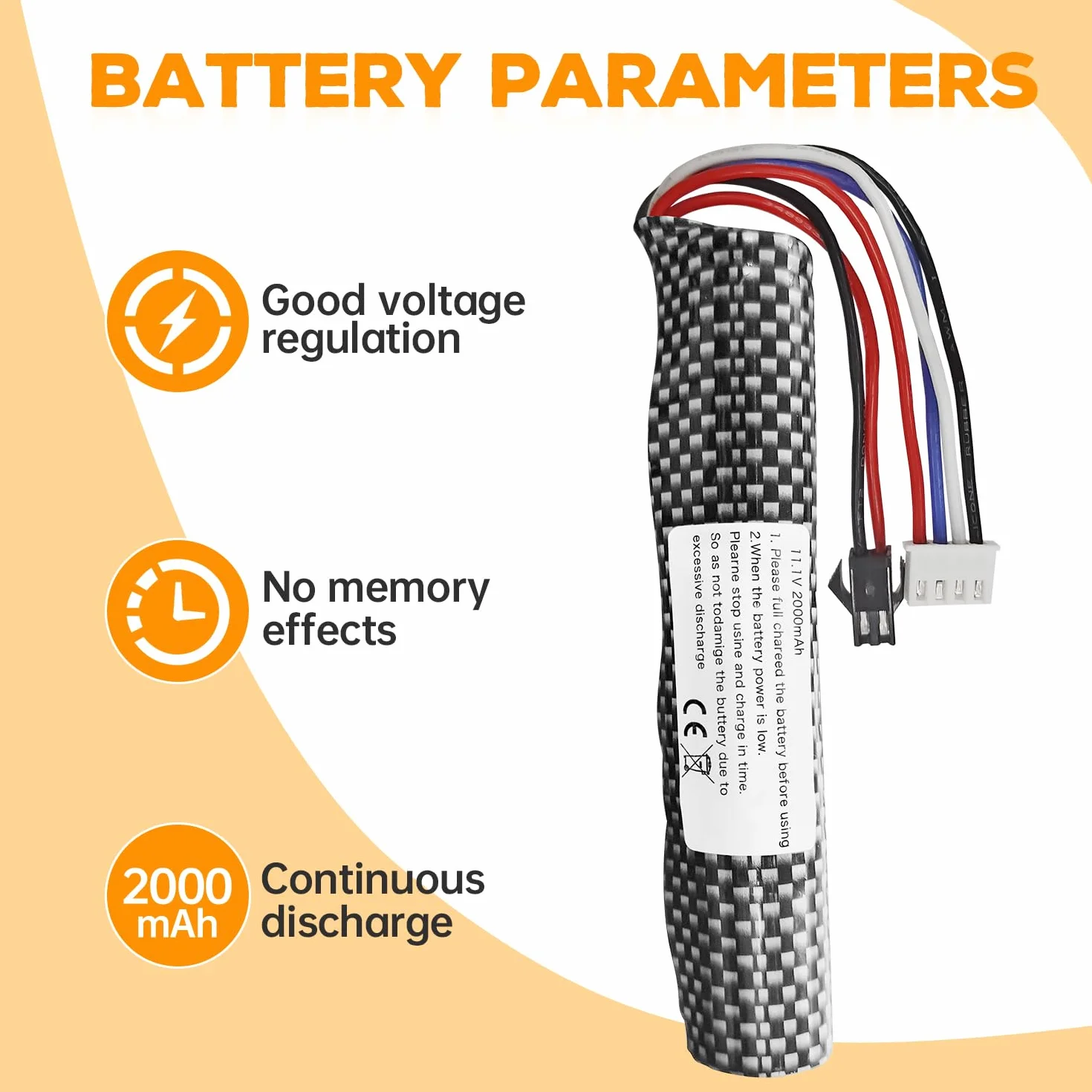 2PCS 3S 11.1V 2000mAh Batterie Connecteur SM-2P avec 2PCS Ligne de Chargement USB pour Gel Airsoft Balle à Eau Gel Airsoft Balle Onde de Choc