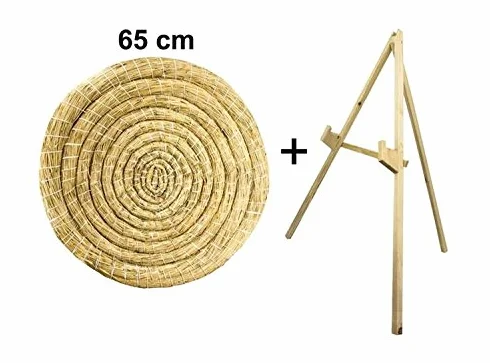 Cible ronde en paille 65 cm avec support