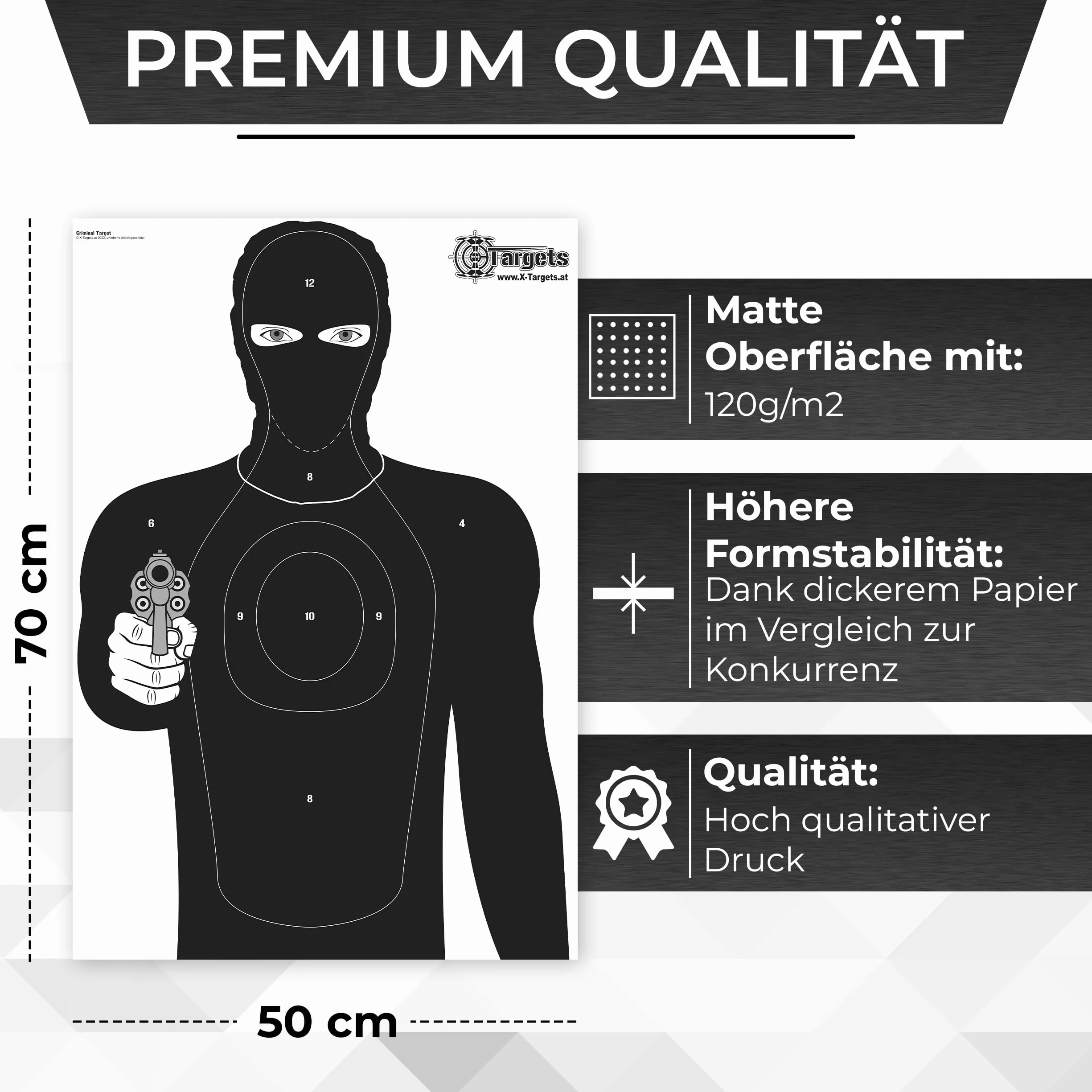 Grandes cibles cibles criminelles - 50 x 70 cm - Papier 120 g/m²