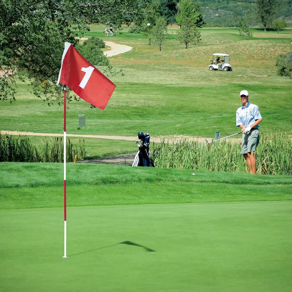 Mini Drapeaux de Golf pour Putting Green, Trou de Tasse et Drapeau pour Terrain de Golf, Accessoires de mât Amovibles Portables avec kit combiné Rouge, idée Cadeau