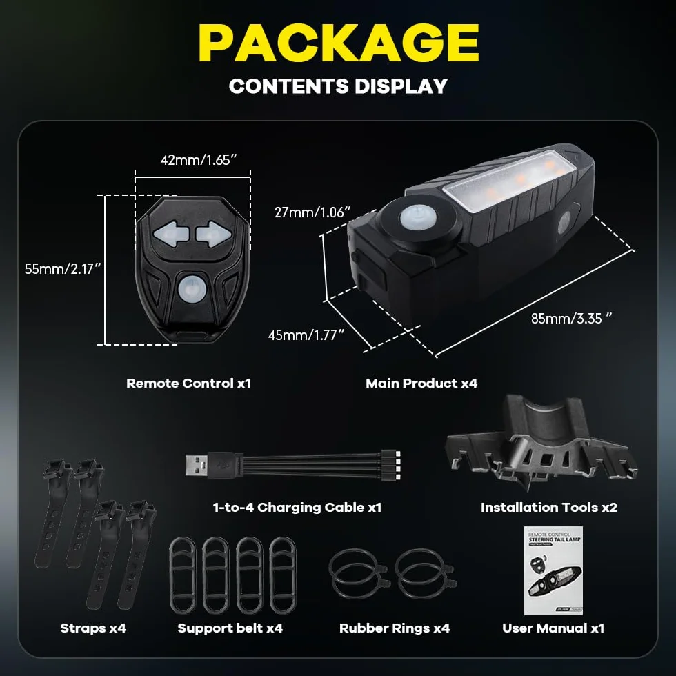 Feu Arriere Velo avec Clignotant Ultra-Lumineux à Projection, 5 Modes-Alarme sans Fil à Corne Clignotant Vélo 30 LED IPX4 Imperméable Rechargeable par USB Lumiere Velo Avant et Arriere