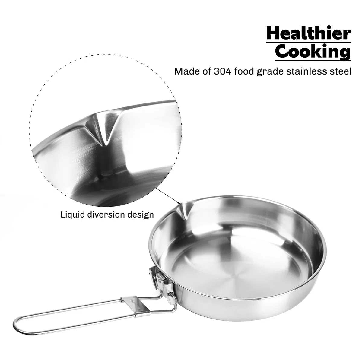 Fire-Maple Antarcti Poêle à Frire en Acier Inoxydable pour Camping et Pique-nique, Aluminium Soudé, Fond Diffusant Chaleur avec Poignée Pliable