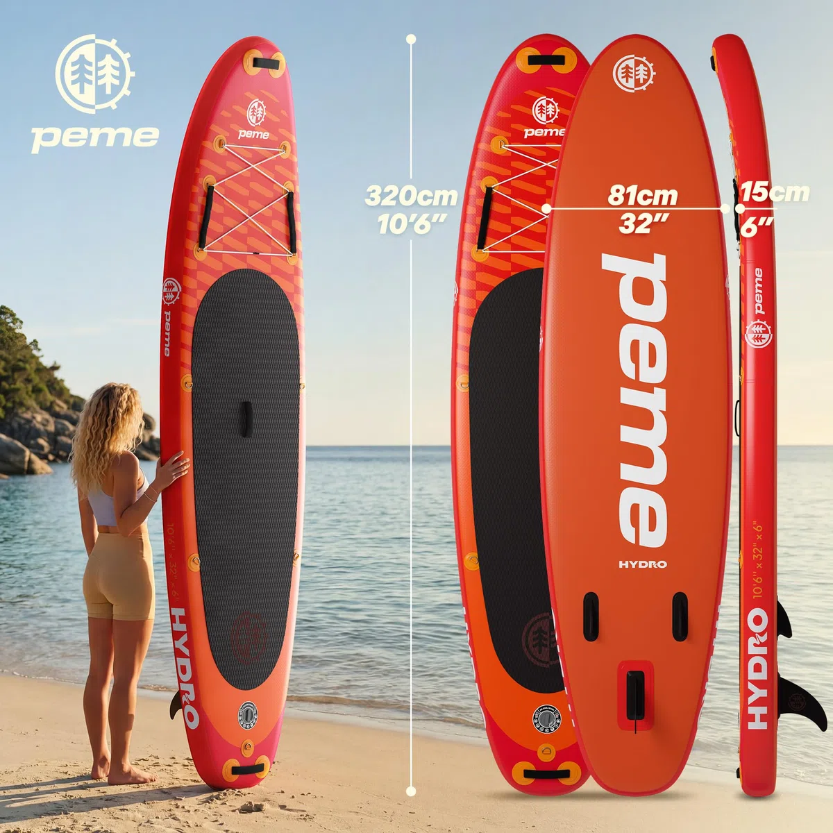 peme Paddle Gonflable Adulte 2 Place Stand Up Paddel Padle Peche Planche Aquatique Surf Standup Loisir pour Sport Mer Lac Rivière Équilibre Dérive avec Pompe Sac Antidérapant 150 166 kg 320 350 cm