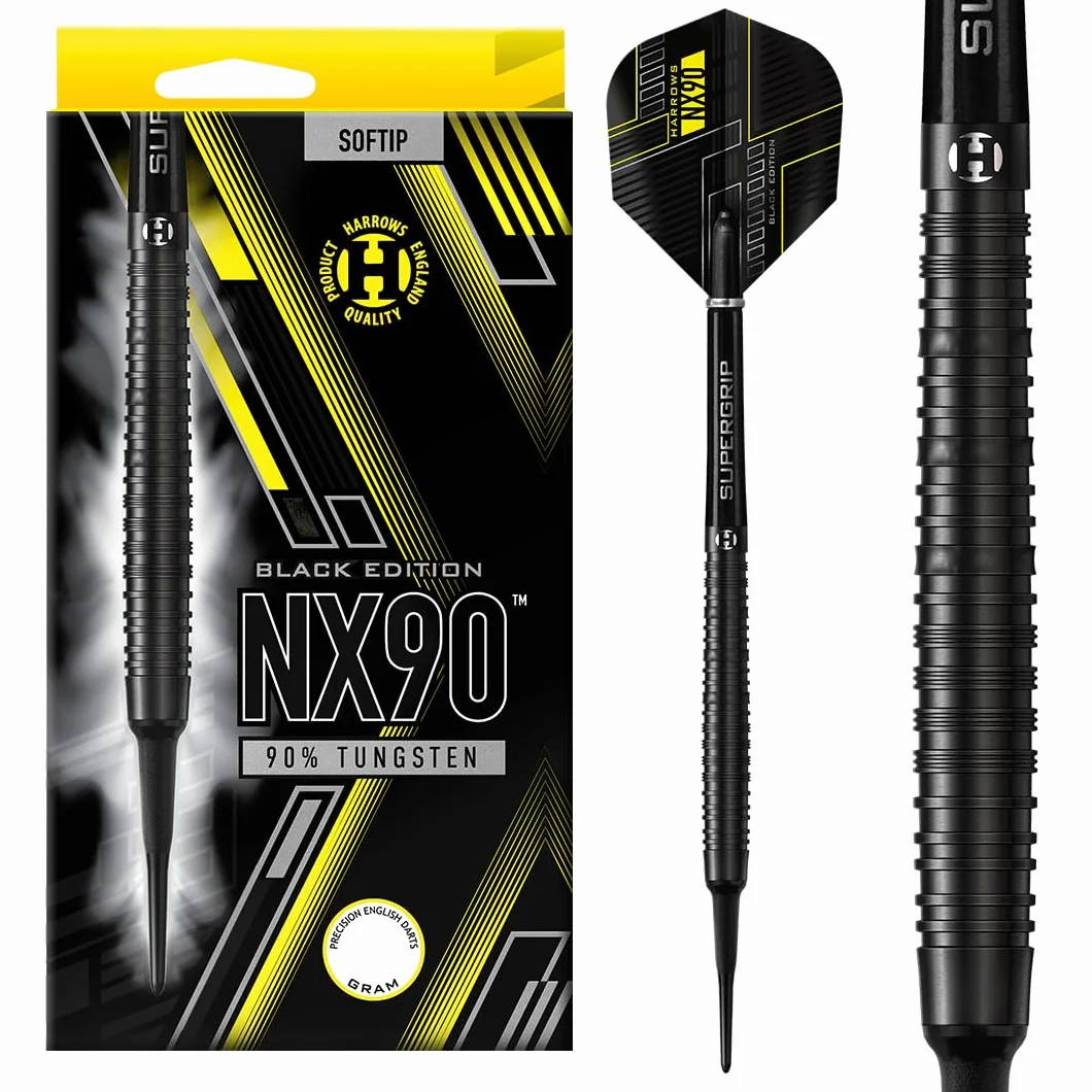 Harrows NX90 Black 90% Soft Tip 20g Flechettes Pointe Plastique