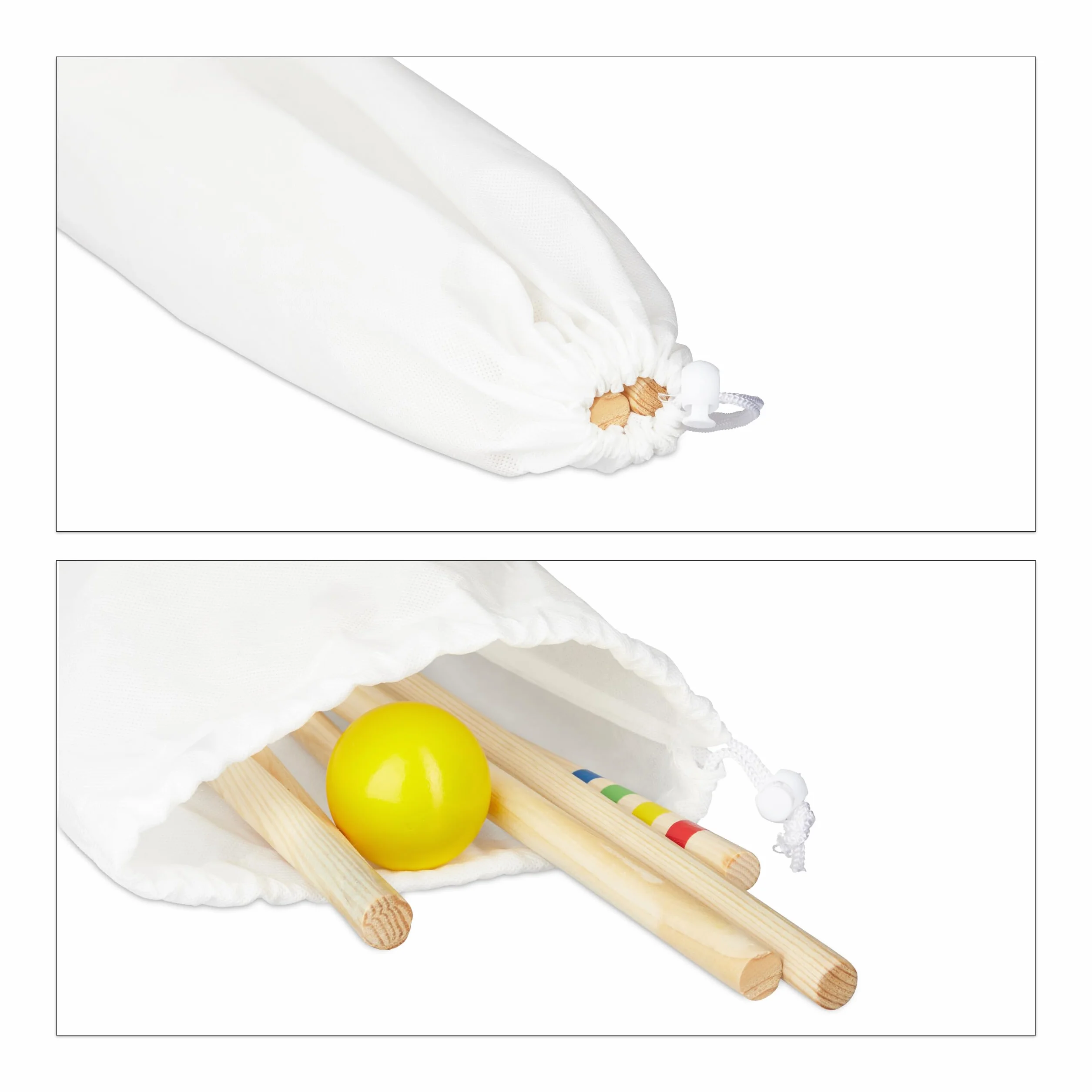 Relaxdays Jeu de Croquet Set Complet 8 Joueurs Enfants Adultes avec Sac Maillets Multicolore
