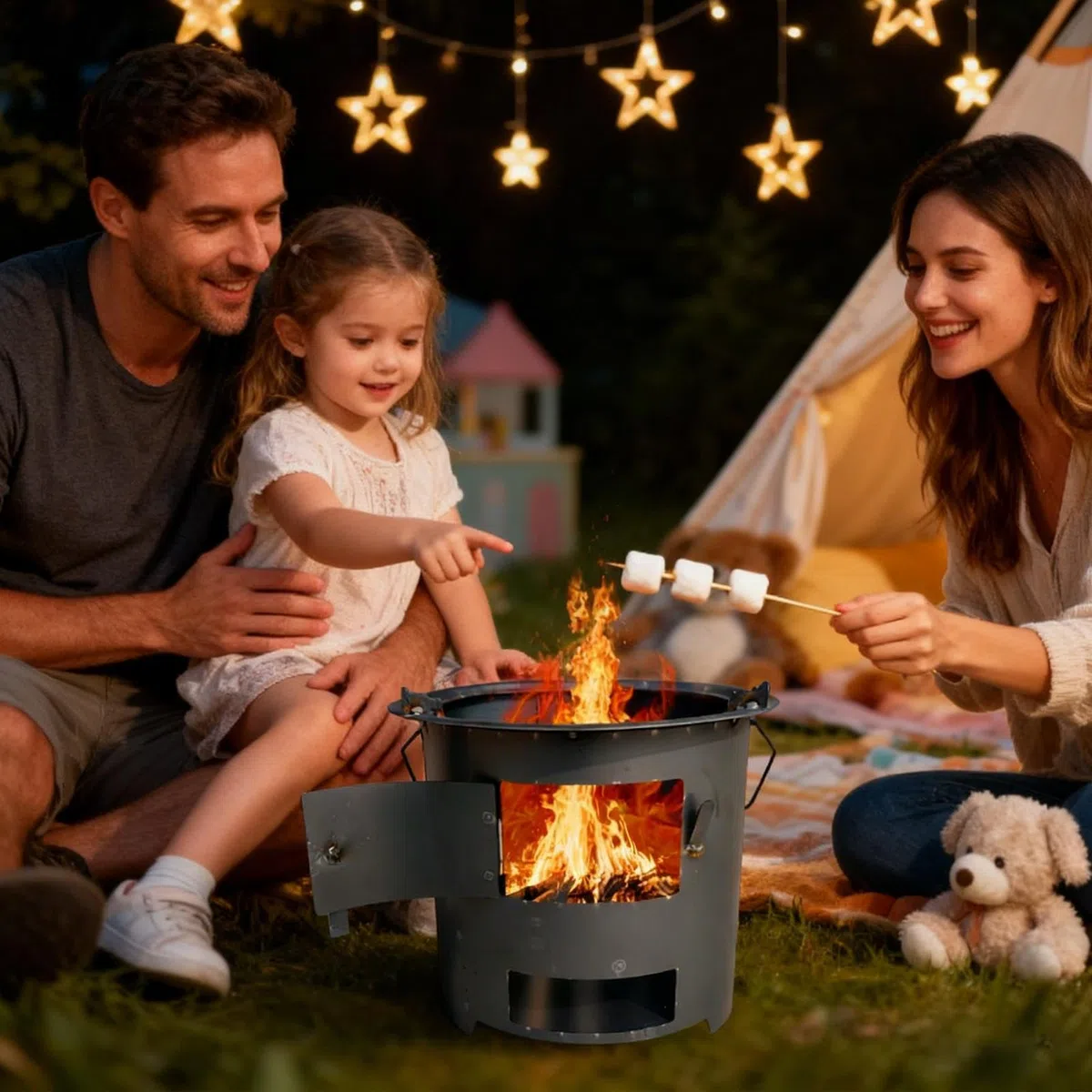 Four à fusée, ustensiles de cuisine d'extérieur avec barbecue et pince - Four à bois d'extérieur - Pour la survie, la randonnée, les voyages, l'extérieur, la terrasse, le jardin