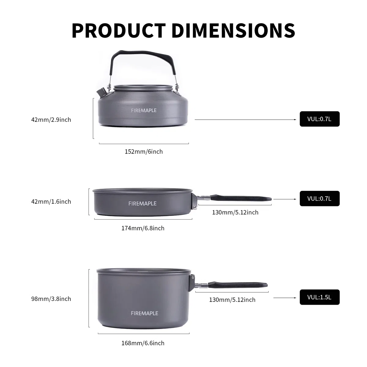 Fire-Maple Kit de Casserole Camping, Cookware Kit Batterie de Cuisine Ustensiles Bouilloire, Bols en Éponge pour Randonnée en Plein Air, Randonnée en Camping