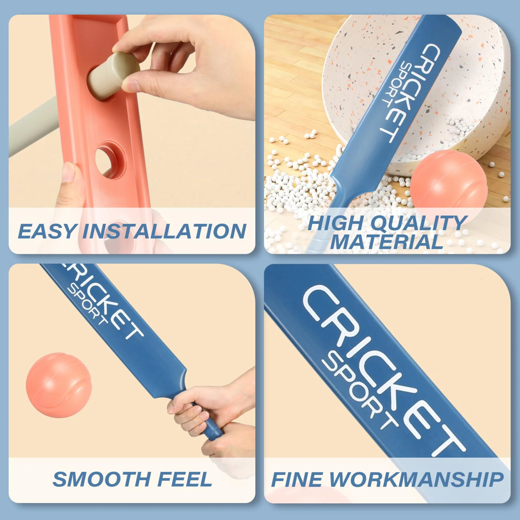 Yeory Ensemble de Cricket pour Enfants, kit de Cricket avec Batte d'abs, Ensemble d'arrière-Cour, Jeu 'Interaction Enfant pour Jardin