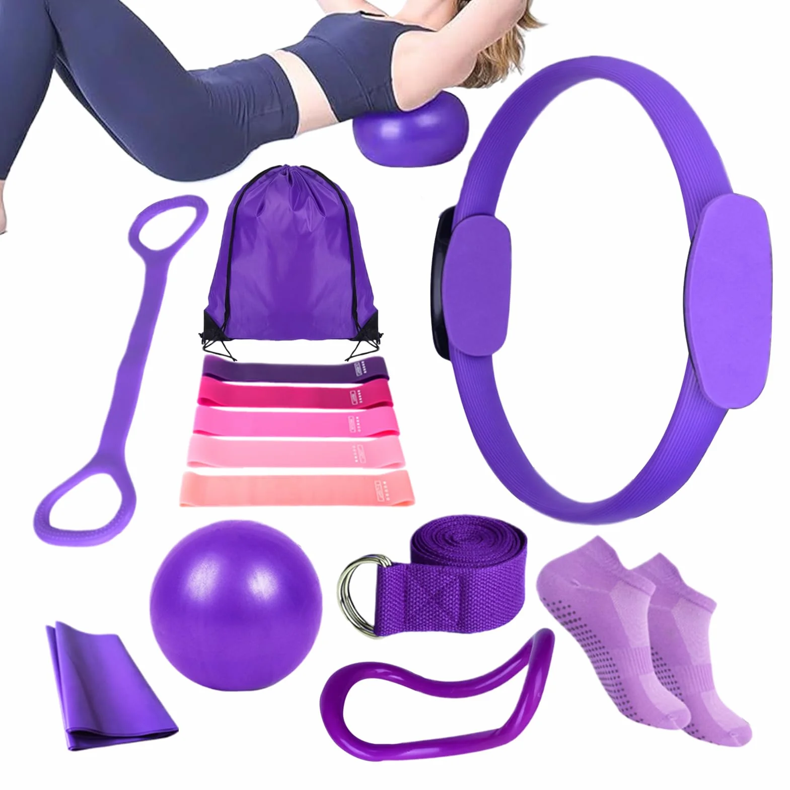 Générique Kit Pilates Maison, Ensemble De Yoga Et Pilate Femme, Pilates Essential Kit, Accessoires Entraînement À Domicile Gym Set pour Femme Enceinte, Récupération, Studio Et Entraînement À Domicile