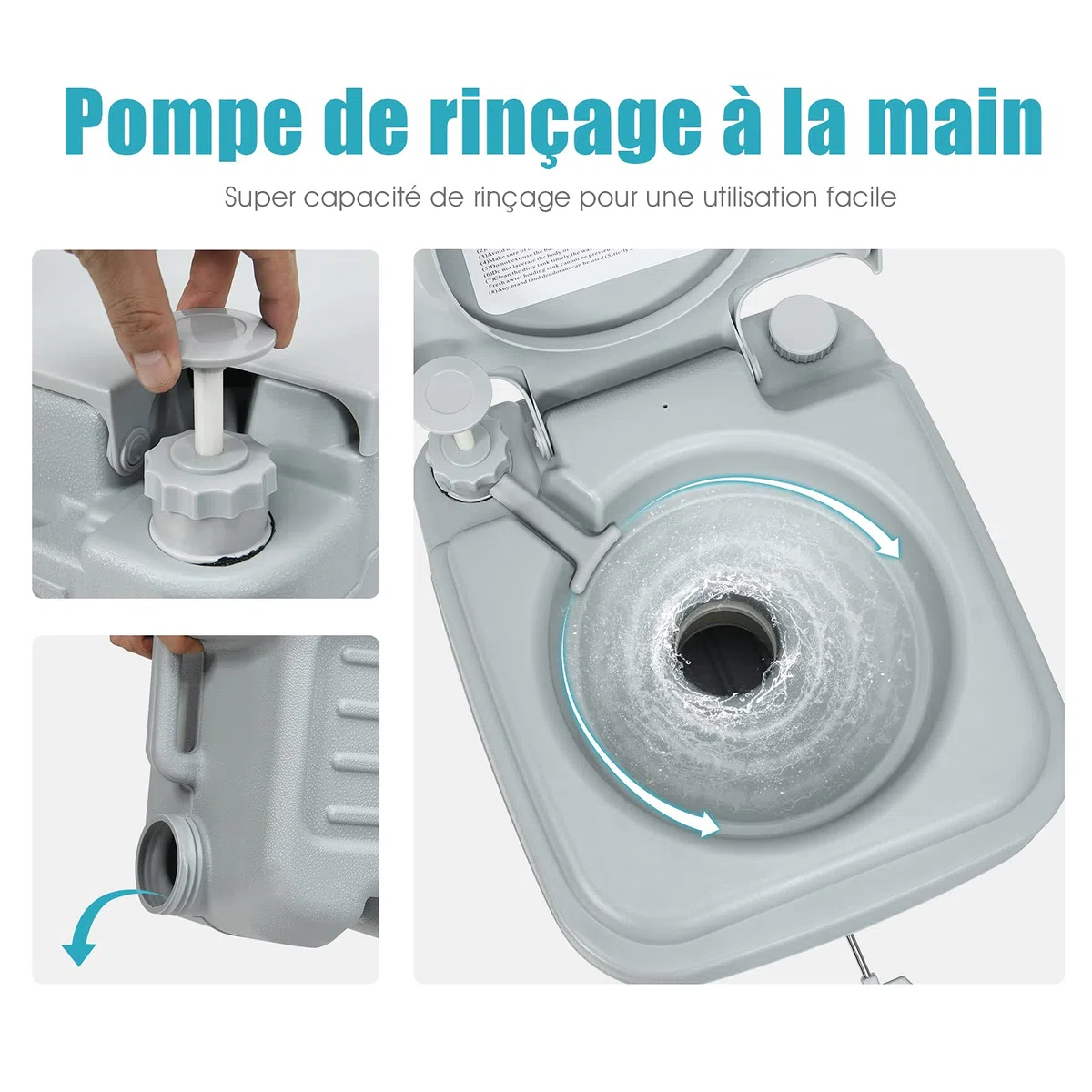 COSTWAY Toilette Portable WC Chimique Portable pour Camping Caravanes Hôpital, Toilette Chimique 20L HDPE
