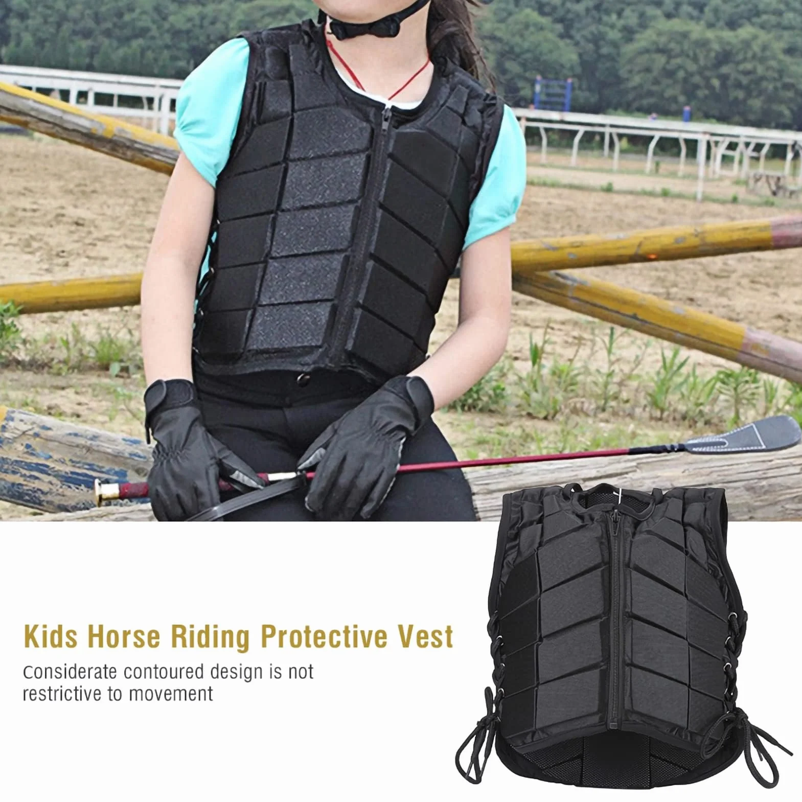 Gilet d'équitation, Gilet d'équitation, Gilet de Protection Equitation Enfant, Gilet d'équitation rembourré EVa, Protection du Corps, équipement de Protection Dorsale pour Enfants et Adultes