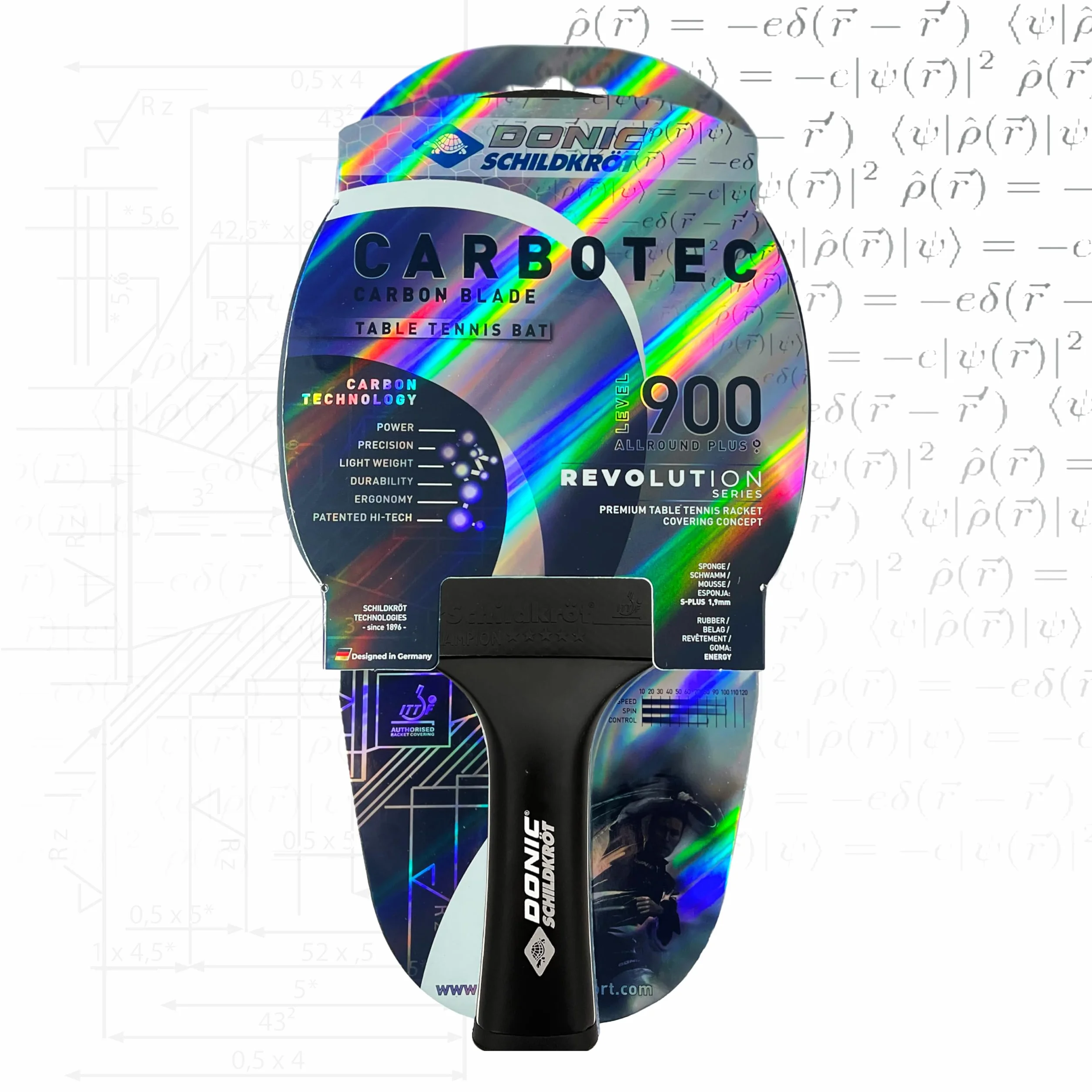 Donic-Schildkröt Raquette de Tennis de Table CarboTec, 20% a 100% Carbone