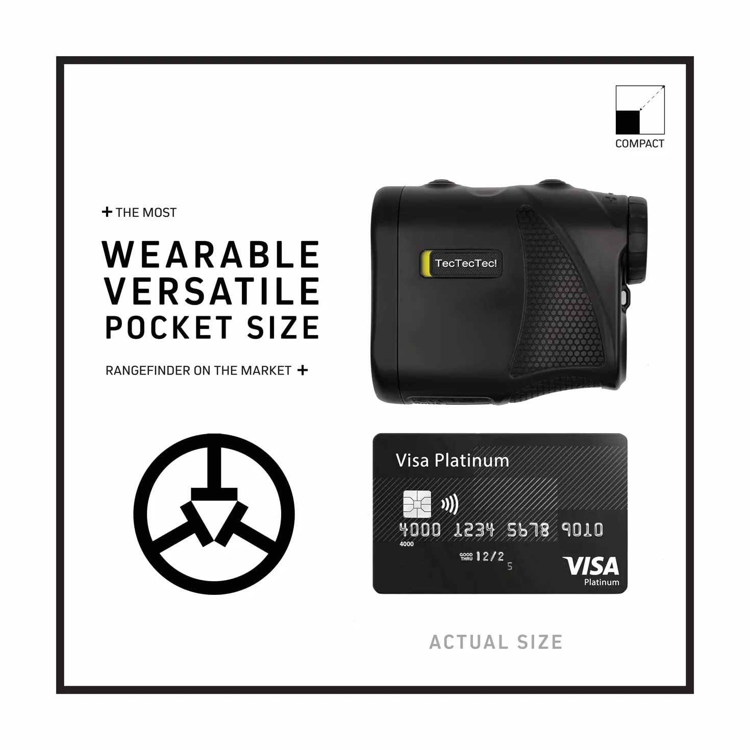 TecTecTec KLYR Golf Télémètre avec Pente Slope, Clip Ceinture, Support aimanté. Laser Range Finder 2022 Optiques, Housse Premium, Golf Ball Marker avec Aimant.