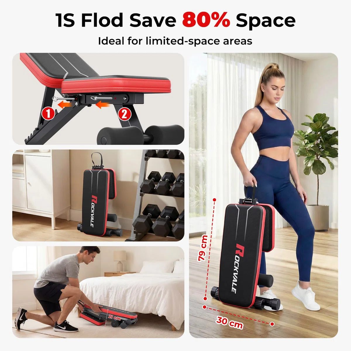 Banc de Musculation Réglable, 9 Positions – Banc Pliable Fitness Incliné, Plat et Décliné, Banc d’Haltères Compact en Acier pour Entraînement Complet à Domicile