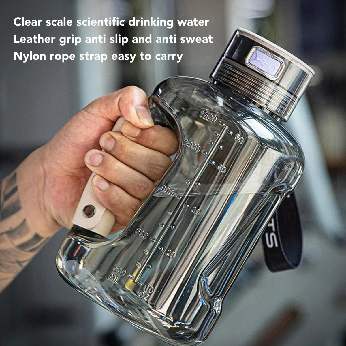1,5 L Hydrogen Water Bottle, Générateur de Bouteille D'eau D'hydrogène Portable avec Technologie SPE PEM, Bouteille D'hydrogène Rechargeable de 1500 Ml ou Voyage à (Noir frêne)