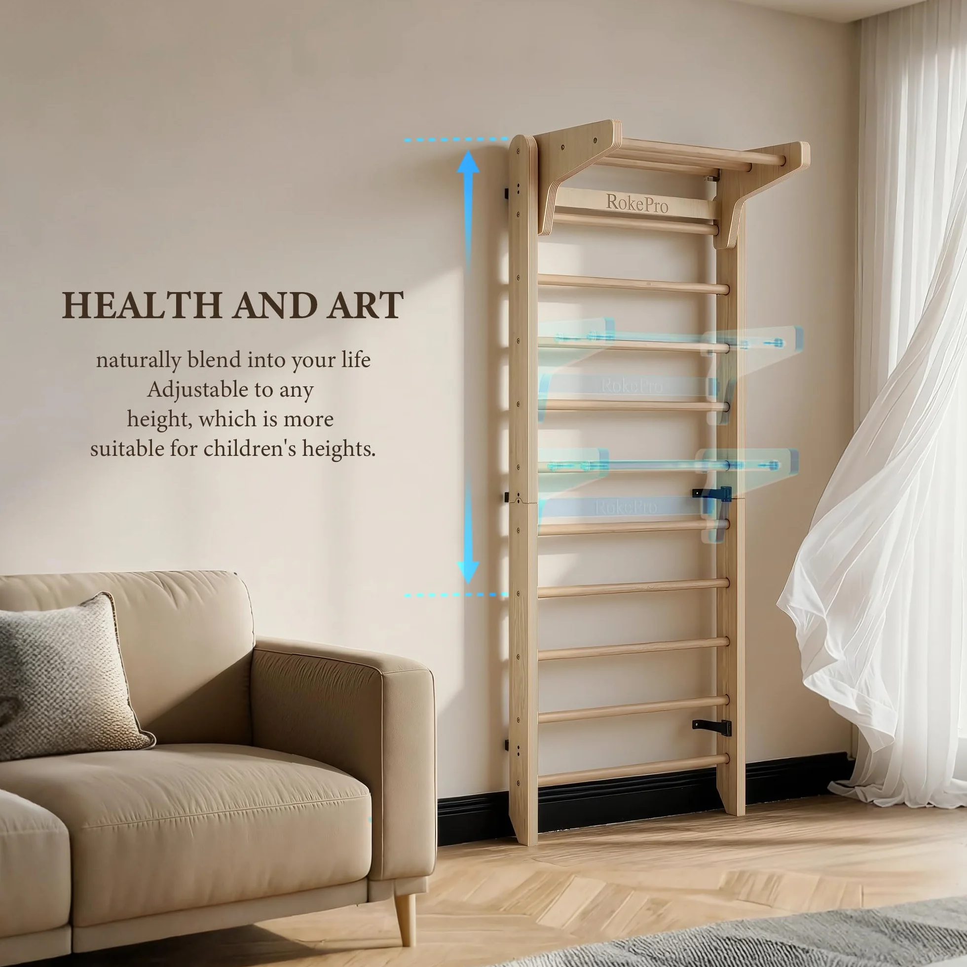 Échelle suédoise Multifonction en Bois à Fixation Murale pour Enfants et Adultes