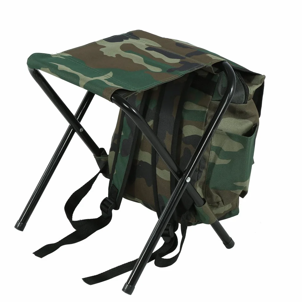 Sac à Dos avec Chaise, Portable en Plein air, Chaise de pêche, Tabouret Pliable avec Sac pour pêche, Camping, Voyage, Plage, Barbecue
