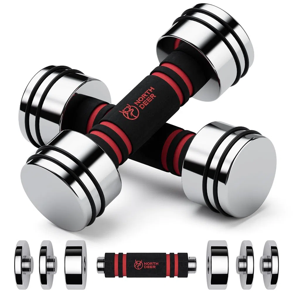 Northdeer Haltères en Acier 2,5kg 5kg 7,5kg 10kg 15kg 25kg - Haltères Réglables Ultra Compacts avec Poignée en Mousse – Sport à Domicile Gym Fitness Aérobic
