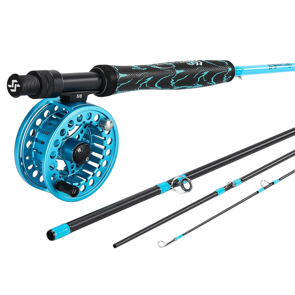 Sougayilang Kit de démarrage standard pour pêche à la mouche - 5/6" - Poids : 22,9 cm - Avec poignée Superpolymère - Accessoires - Moulinet CNC - Sac de transport