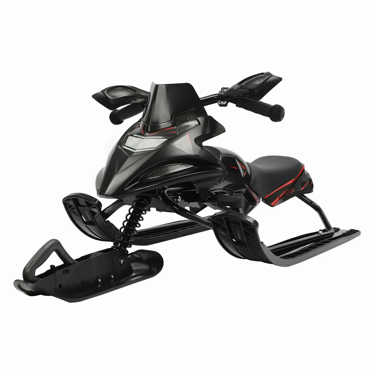 Luge de direction avec freins à pied pour enfants, avec corde de traction automatique et amortisseur pour enfants et adultes, charge maximale 80 kg, luge à patins Skibob avec siège rembourré