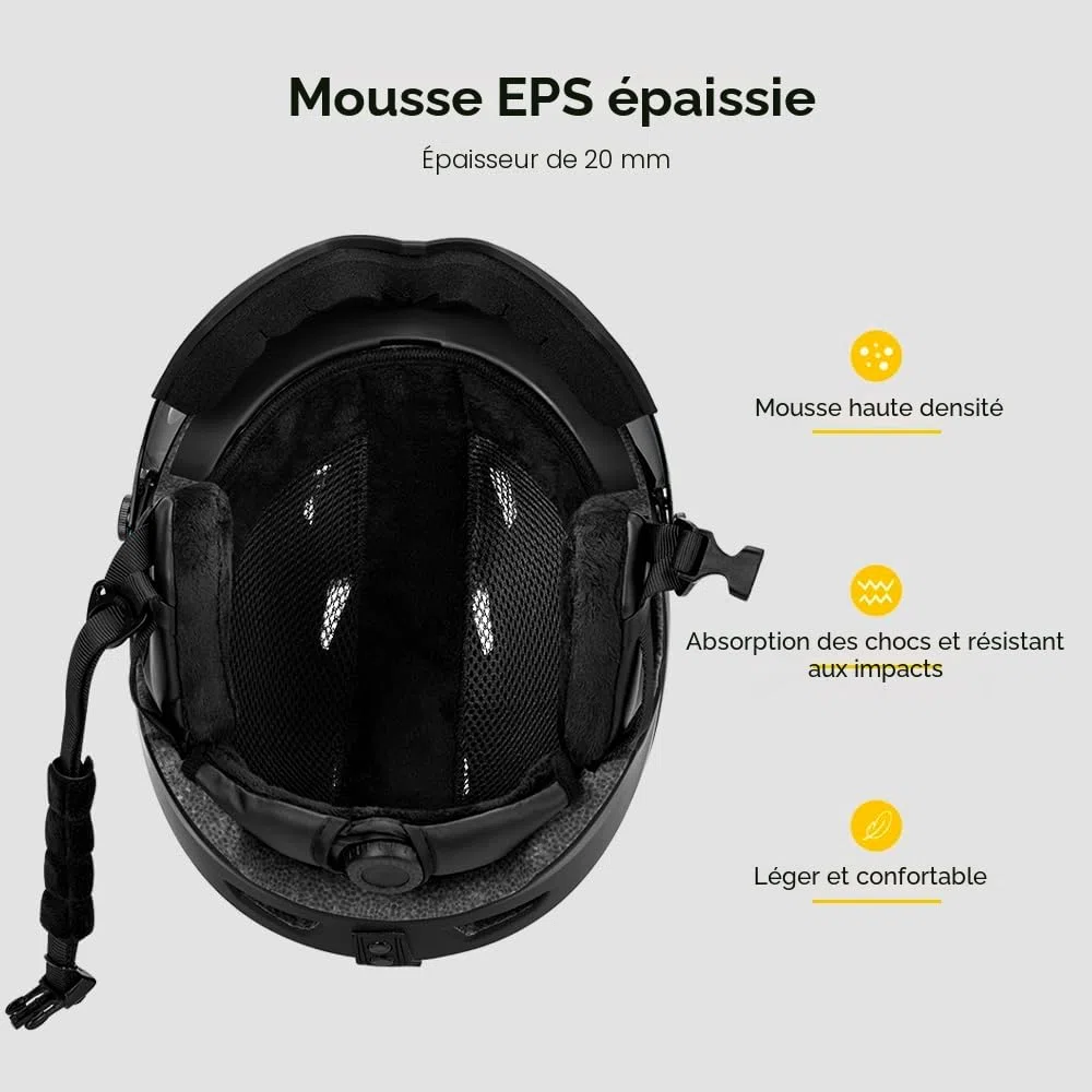 Lixada Casque de Ski et Snowboard, Casque À Neige avec Lunettes de Ski Anti-buée Anti-UV léger Adultes Antichoc et Universel pour Skating 2 Tailles Disponibles